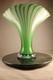 12 Heavy Mcm Eastern Hand Blown Art Glass Vase Green With Pulled Cane Design