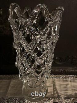12 Large Hand Blown Glass Art Clear Web Vase Sculpture Decorative