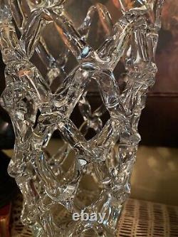 12 Large Hand Blown Glass Art Clear Web Vase Sculpture Decorative