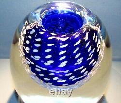 12lb. BERANEK Art Glass Blue Crystal Vase Hand Blown Czech Heavy Skrdlovice