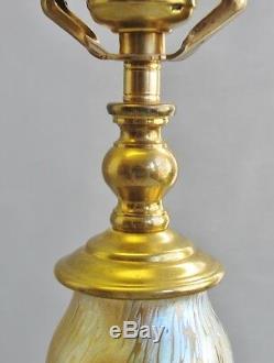 16 Tall Yellow Iridized LOETZ PAPPILON Art Glass Lamp c. 1920 antique vase