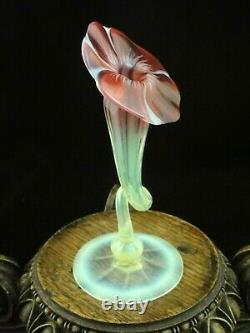 1893 Antique John Walsh Walsh Ruby Cut to Uranium & Opalescent Art Glass Vase