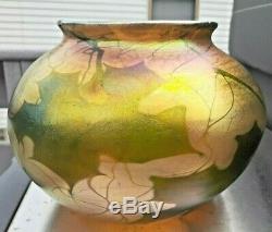 1900's L. C. Tiffany Favrile Art Glass Vase Signed & # BIG SIZE stunning colors
