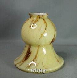 1930 Art Deco Loetz Trumpet Cream Cased Marbled Glass Lamp Light Shade Slag Bell