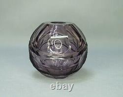 1930 Art Deco Moser Josef Hoffman Czech Cut Crystal Purple Asymmetric Shere Vase