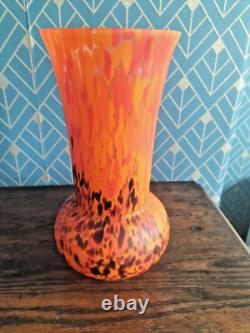 1930's Czech Splatter Glass Vase 25.5 cm high Stunning