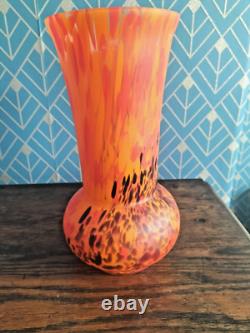 1930's Czech Splatter Glass Vase 25.5 cm high Stunning