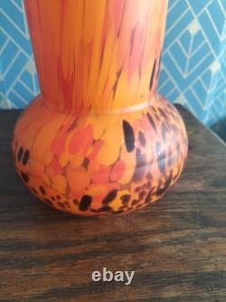 1930's Czech Splatter Glass Vase 25.5 cm high Stunning