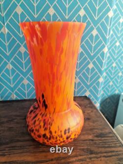 1930's Czech Splatter Glass Vase 25.5 cm high Stunning