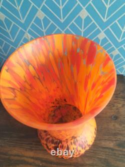 1930's Czech Splatter Glass Vase 25.5 cm high Stunning