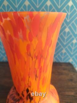 1930's Czech Splatter Glass Vase 25.5 cm high Stunning