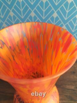 1930's Czech Splatter Glass Vase 25.5 cm high Stunning