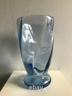 1930s ART DECO BLOWN OPTICAL GLASS VASE