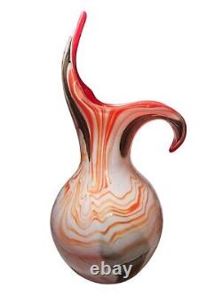 1960's Vintage Italian Multicolor Opaline Vase Murano Free Form Vase
