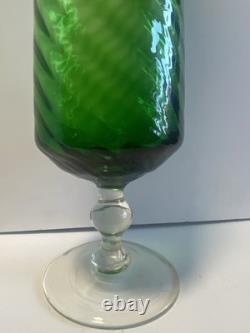 1960s Cristalleria Artistica Toscana Empoli Glass Vase 50cm Emerald Green