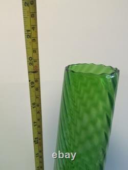 1960s Cristalleria Artistica Toscana Empoli Glass Vase 50cm Emerald Green