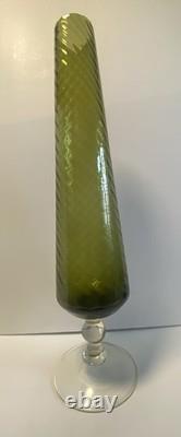 1960s Cristalleria Artistica Toscana Empoli Glass Vase 50cm Olive? Green