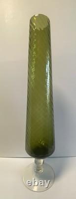 1960s Cristalleria Artistica Toscana Empoli Glass Vase 50cm Olive? Green