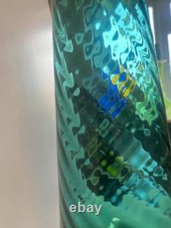 1960s Cristalleria Artistica Toscana Empoli Glass Vase 50cm Teal