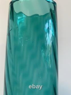 1960s Cristalleria Artistica Toscana Empoli Glass Vase 50cm Teal