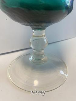 1960s Cristalleria Artistica Toscana Empoli Glass Vase 50cm Teal