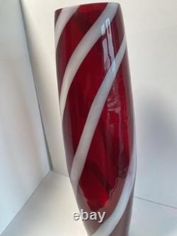 1960s Cristalleria Artistica Toscana Empoli floor Glass Vase 50cm candy? Stripe