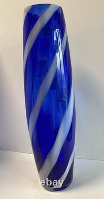1960s Cristalleria Artistica Toscana Empoli floor Glass Vase 50cm candy? Stripe