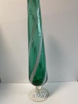 1960s Cristalleria Artistica Toscana Empoli floor Glass Vase 50cm candy? Stripe