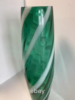 1960s Cristalleria Artistica Toscana Empoli floor Glass Vase 50cm candy? Stripe