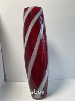 1960s Cristalleria Artistica Toscana Empoli floor Glass Vase 50cm candy? Stripe