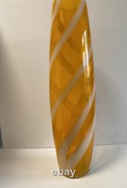 1960s Cristalleria Artistica Toscana Empoli floor Glass Vase 50cm candy? Stripe