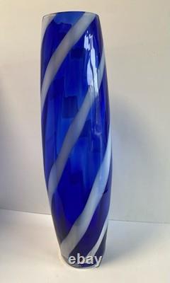 1960s Cristalleria Artistica Toscana Empoli floor Glass Vase 50cm candy? Stripe