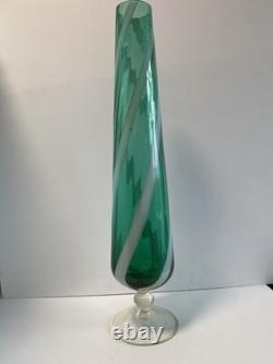 1960s Cristalleria Artistica Toscana Empoli floor Glass Vase 50cm candy? Stripe