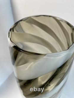 1960s Cristalleria Artistica Toscana Empoli floor Glass Vase 50cm candy? Stripe