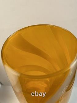 1960s Cristalleria Artistica Toscana Empoli floor Glass Vase 50cm candy? Stripe