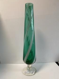 1960s Cristalleria Artistica Toscana Empoli floor Glass Vase 50cm candy? Stripe