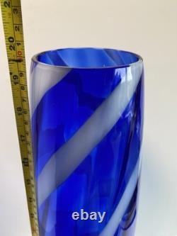 1960s Cristalleria Artistica Toscana Empoli floor Glass Vase 50cm candy? Stripe