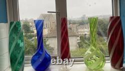 1960s Cristalleria Artistica Toscana Empoli floor Glass Vase 50cm candy? Stripe