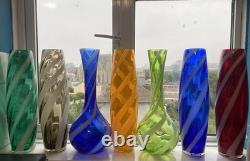 1960s Cristalleria Artistica Toscana Empoli floor Glass Vase 50cm candy? Stripe