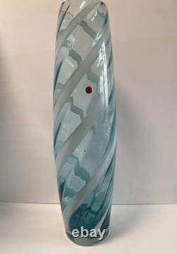 1960s Cristalleria Artistica Toscana Empoli floor Glass Vase 50cm candy? Stripe