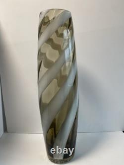 1960s Cristalleria Artistica Toscana Empoli floor Glass Vase 50cm candy? Stripe