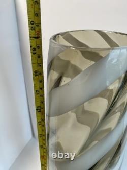 1960s Cristalleria Artistica Toscana Empoli floor Glass Vase 50cm candy? Stripe