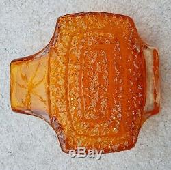 1960s Whitefriars Textured Tangerine Art Glass TV Vase 9677 Geoffrey Baxter