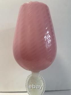 1960s cameo stemmed stelvia empoli Pink Opaline Glass