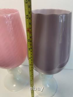 1960s cameo stemmed stelvia empoli Pink Opaline Glass