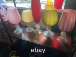 1960s cameo stemmed stelvia empoli Pink Opaline Glass