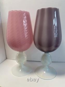 1960s cameo stemmed stelvia empoli glass