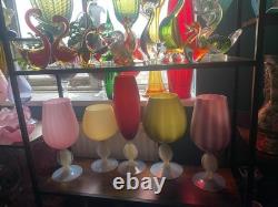 1960s cameo stemmed stelvia empoli glass