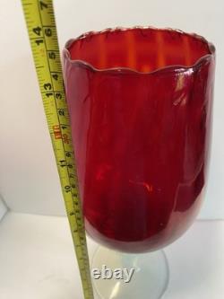 1960s cameo stemmed stelvia empoli glass Optic Red