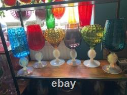 1960s cameo stemmed stelvia empoli glass Optic Red